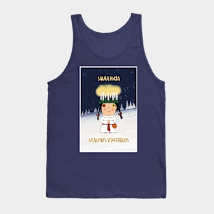 Greetingcard with the Santa Lucia bringing light in the darkness. Scandinavian tradition. Tank Top